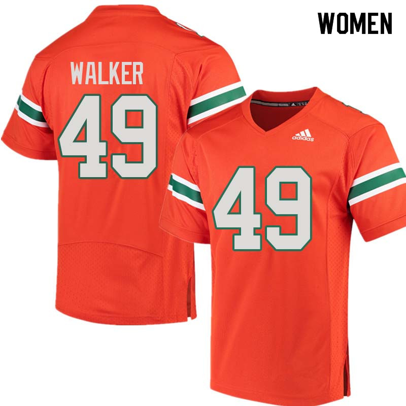 Women Miami Hurricanes #49 Shawn Walker College Football Jerseys Sale-Orange